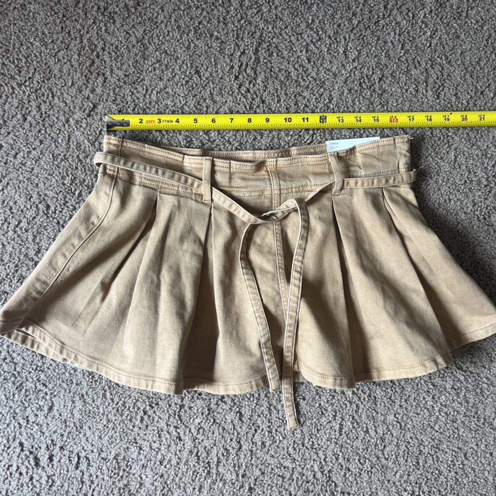 NWT AMERICAN EAGLE Brown/ Khaki Stretch Mid-rise Pleated Mini Skort Women’s US 8 - Picture 6 of 11